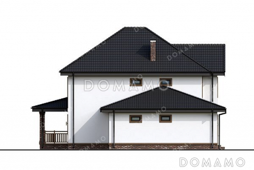 Проект двухэтажного дома с террасой и гаражом / Фасад 3