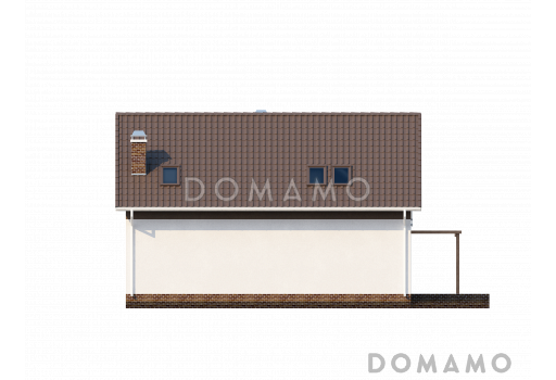 Проект одноэтажного мансардного дома из кирпича с кабинетом на первом этаже / Фасад 2