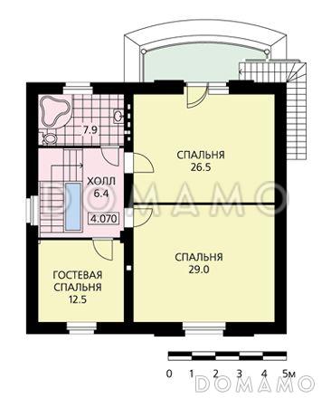 Проект дома из пеноблоков с элементами модерна, рациональной планировкой, большой гостиной на первом этаже / План 2 этажа