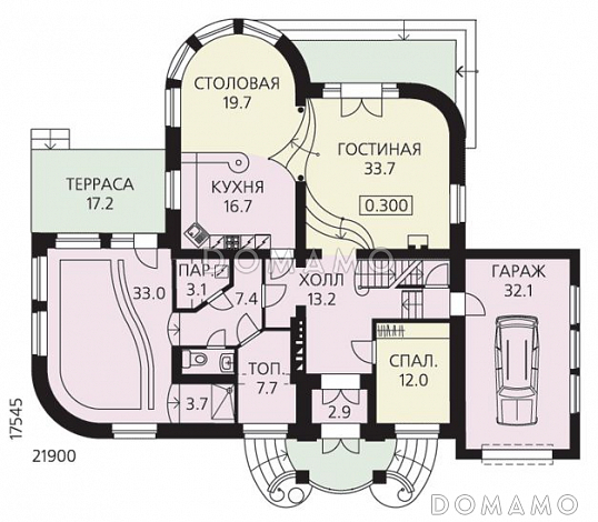 Проект 2 х этажного дома с гаражом / План 1 этажа Проект 2 х этажного дома с гаражом / План 1 этажа