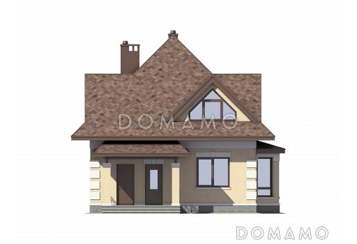 Проект дома из газобетона с тремя небольшими спальнями на мансардном этаже / Фасад 1