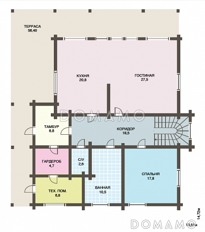 Проект одного из самых популярных домов из клееного бруса / План 1 этажа Проект одного из самых популярных домов из клееного бруса / План 1 этажа