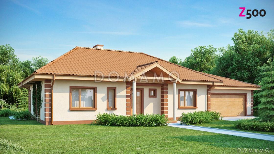 Проект просторного одноэтажного дома из газобетона с гаражом тремя спальнями / 1