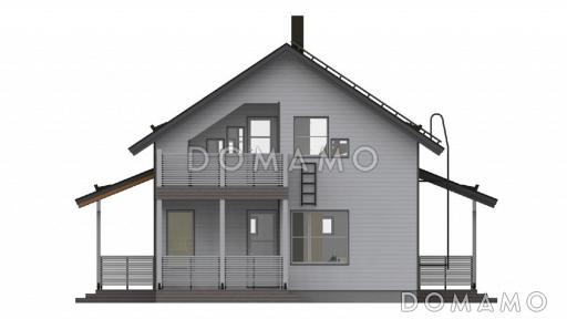 Проект каркасного дома с тремя спальнями и санузлом на втором этаже / Фасад 4