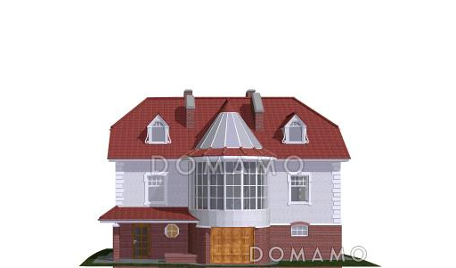 Проект коттеджа с гаражом и зимним садом / Фасад 1