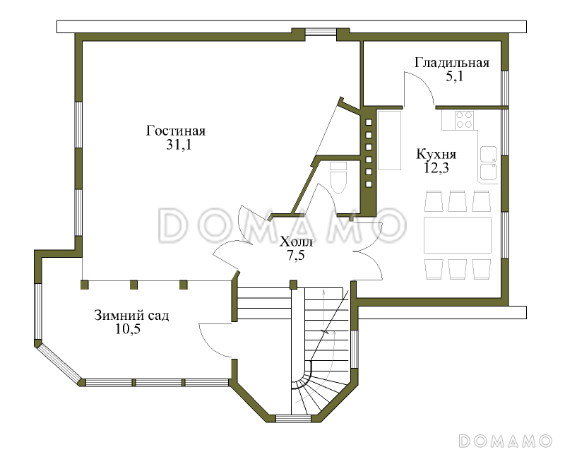 Проект коттеджа с зимним садом и гаражом / План 2 этажа