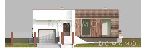 Проект одноэтажного дома в стиле хай-тек с гаражом и спа-бассейном на террасе / Фасад 1