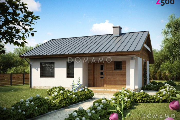 Проект небольшого одноэтажного дома из кирпича с двумя спальнями и террасой Проект небольшого одноэтажного дома из кирпича с двумя спальнями и террасой