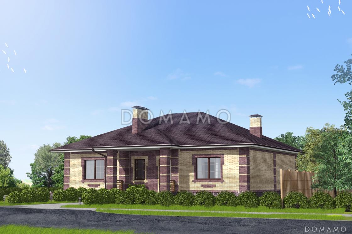 Проект компактного одноэтажного дома с тремя спальнями и большой гостиной / 1