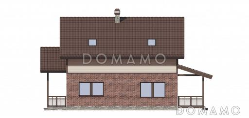 Проект дома из кирпича с местом для установки камина в гостиной / Фасад справа