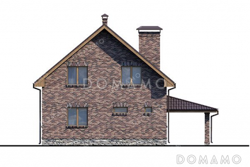 Проект дома с сауной и навесом для авто / Фасад 3