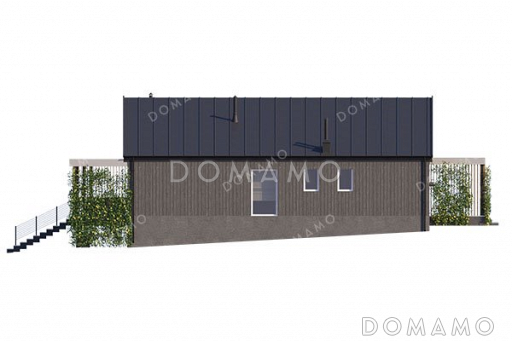 Проект одноэтажного дома с просторной террасой / Фасад 4