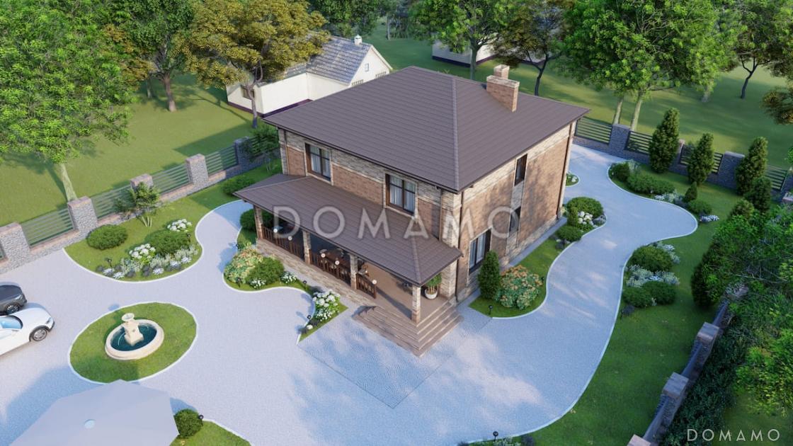 Проект двухэтажного дома с 4 спальнями, большой гостиной и подсветкой на террасе / 7