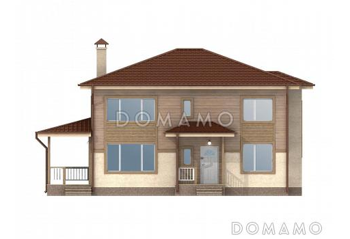 Проект дома с четырехскатной крышей / Фасад 1