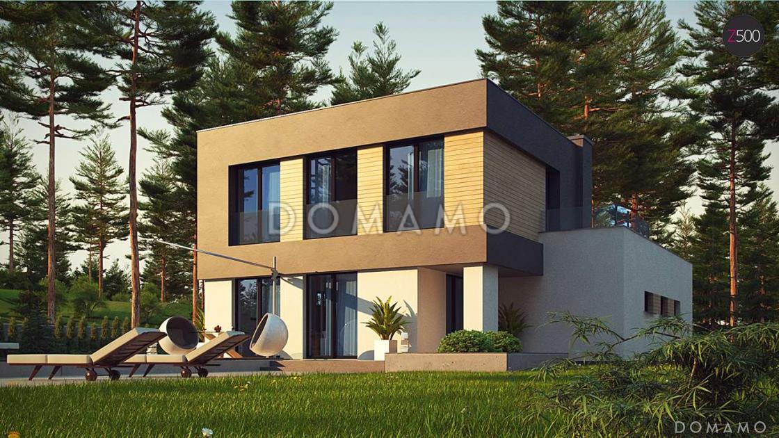 Проект современного двухэтажного дома из газобетона в стиле кубизм с пристроенным гаражом для двух автомобилей  / 6